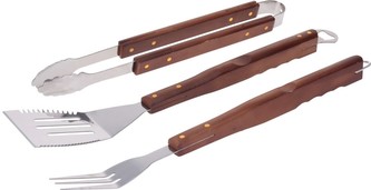 Grilovací nářadí sada 3 ks VAGGAN BBQ nerez / dřevo