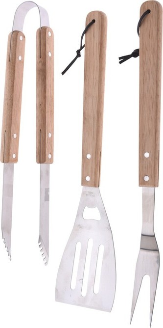 Grilovací nářadí sada 3 ks VAGGAN BBQ dřevo / nerez