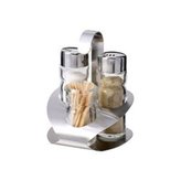 Slánka + pepřenka 3-dílná stojánek sklo+nerez