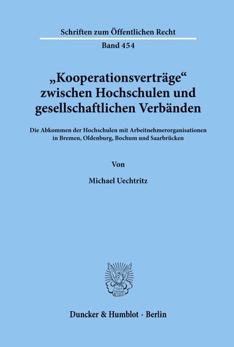 "Kooperationsverträge« zwischen Hochschulen und gesellschaftlichen Verbänden.