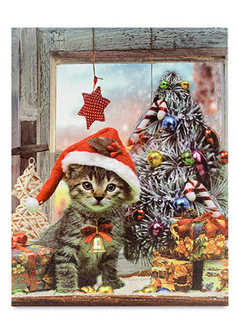 Obraz nástěnná svítící dekorace - 1 ks  LED světla, zimní motiv