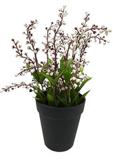 Vřes v plastovém květináči, barva bílá. Květina umělá.