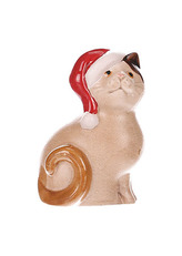 Kočička, zimní keramická dekorace na postavení.