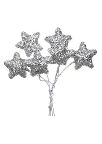 Hvězdička polystyrenová na drátku, stříbrná. Cena za 1sáček(72ks).