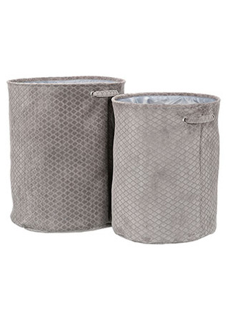 Koš na prádlo v šedivé látce, Sada 2ks, Polyester.