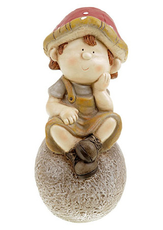 Houbový chlapec na kameni zahradní MgO keramika