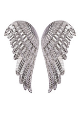 Křídla andělská z kovu, v barvě stříbrné. Cena za pár.