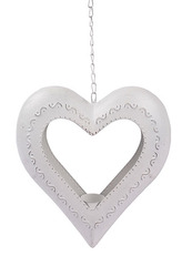 Srdce kovové - svícen na čajovou svíčku. Kovová dekorace na pověšení.