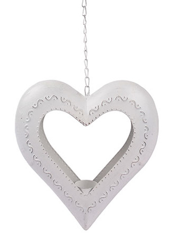 Srdce kovové - svícen na čajovou svíčku. Kovová dekorace na pověšení.