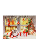 Obraz nástěnná svítící dekorace - 4 ks LED světla, zimní motiv