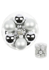 Ozdoby skleněné, barva stříbrná, pr. 3cm, cena za 1 balení (18ks)