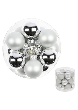 Ozdoby skleněné, barva stříbrná, pr. 3cm, cena za 1 balení (18ks)