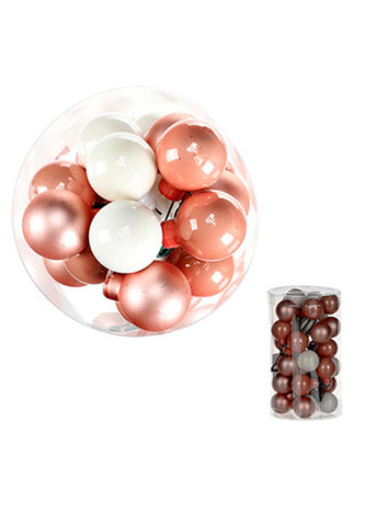 Ozdoby skleněné na drátku, meruňkovo-bílé barvy, pr.2.5cm, cena za 1 balení(36ks