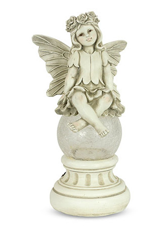 Víla, dekorace z polyresinu se světlem (baterie na solární dobíjení)