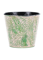 Obal kovový na květiny - zelená barva.