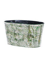 Truhlík kovový oválný - zelená barva.