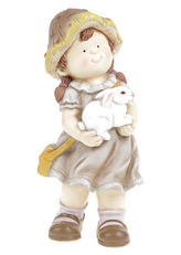 Houbová holčička s králíčkem, zahradní magneziová keramika.