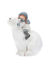 Holčička na ledním medvědovi, vánoční dekorace, magnéziová keramika