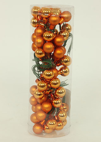 Ozdoby skleněné na drátku, barva zlatá, pr.1.5cm, cena za 1 balení(72ks)