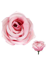 Růže, barva růžová, Květina umělá vazbová. Cena za balení 12 kusů