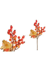 Větvička podzimní s jeřabinou a dýní, umělá dekorace