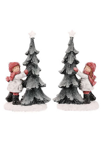 Holčička se stromkem, vánoční dekorace, magnéziová keramika