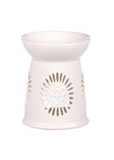 Aroma lampa s motivem sedmikrásky, bílá barva, porcelán.