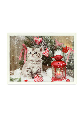 Obraz nástěnná svítící dekorace - s LED vlákny, zimní motiv