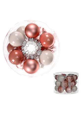 Ozdoby skleněné, meruňkovo-bílé barvy, pr.4cm, cena za 1 balení(18ks)