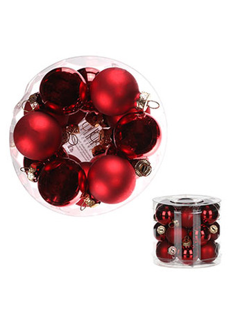 Ozdoby skleněné, pr.3cm, barva červená, cena za 1 balení (18ks)