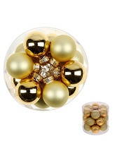 Ozdoby skleněné, barva zlatá, pr.3cm, cena za 1 balení(18ks)