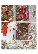 Obraz, dekorace se stojánkem, svíticí - 4 ks LED světla, zimní motiv