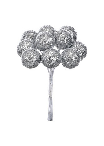 Koule polystyrenová na drátku. Cena za 1sáček/100ks koulí. Barva stříbrná.