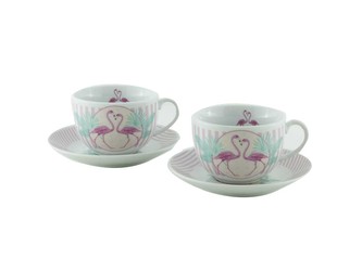 Šapo porc. 0,25 l, sada 4 ks, Plameňáci růžová