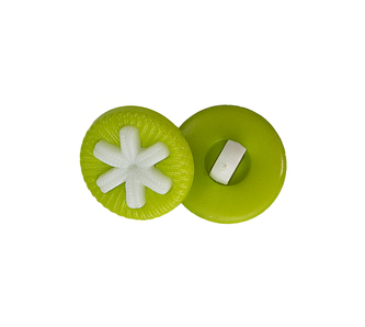 Knoflík - zelená hvězdička - prům. 14 mm