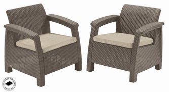 Zahradní nábytek Keter Corfu duo set dvou křesel cappuccino Zahradní nábytek Keter Corfu duo set dvou křesel cappuccino