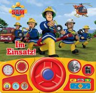 Feuerwehrmann Sam - Im Einsatz! - Soundbuch - Pappbilderbuch mit beweglichem Lenkrad und 13 spannenden Geräuschen für Kinder ab