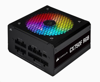 CORSAIR zdroj, CX750F 80+ Bronze modulární RGB, 120mm ventilátor (ATX, 750W), černá