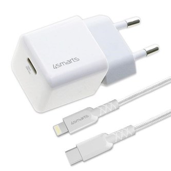 4smarts rychlonabíječka do sítě VoltPlug Mini, 30W, USB-C / Lightning kabel, délka 1,5 m, bílá