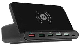 Viking multifunkční nabíječka USB Multi Charger QC3.0, až pro 6 zařízení, bezdrátové nabíjení, podpora PD, černá Viking multifunkční nabíječka USB Multi Charger QC3.0, až pro 6 zařízení, bezdrátové nabíjení, podpora PD, černá