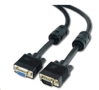 GEMBIRD Kabel VGA prodlužovací 10m (HD15M/F, dvojité stínění, feritová jádra), černý