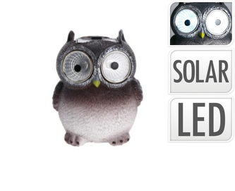 Solární tmavě hnědá sova na zahradu 7,5x7,5x9 cm