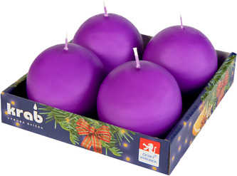 Svíčka adventní koule 60 mm - fialová (4ks)