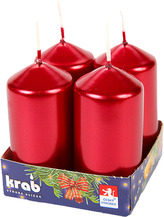 Svíčka adventní válec 40x80 mm - metalická bordó (4ks)