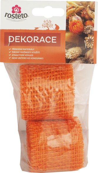 Jutová stuha Rosteto 4 cm x 3 m - oranžová (2 ks)