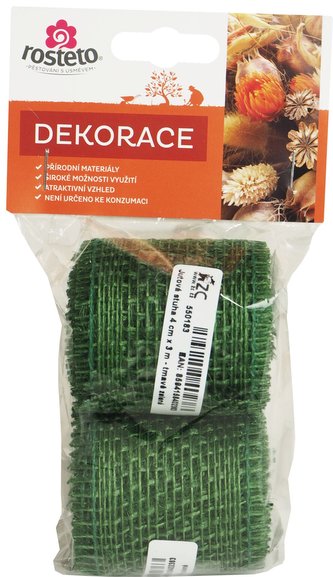 Jutová stuha Rosteto 4 cm x 3 m - tmavě zelená (2 ks)