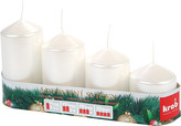 Svíčka adventní schody 50x60/75/90/105 mm - metalická bílá perleť (4ks)