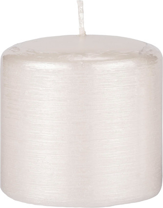 Svíčka válec Kontury drátkovaný motiv 70x70 mm - metalická bílá