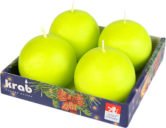 Svíčka adventní koule 60 mm - zelená (4ks)