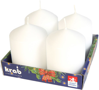 Svíčka adventní válec 60x80 mm - bílá (4ks)